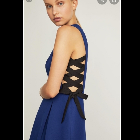 Bcbgmaxazria Lace-Up Mini Dress Blue Size 12 Bcbgmaxazria Lace-Up Mini Dress Blue Size 12
